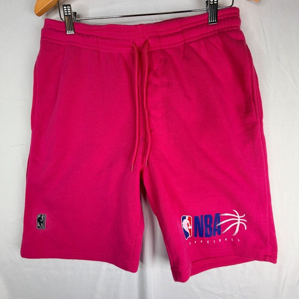 NBA Basketball Shorts Medium Pink Fleece Drawstring Athletic